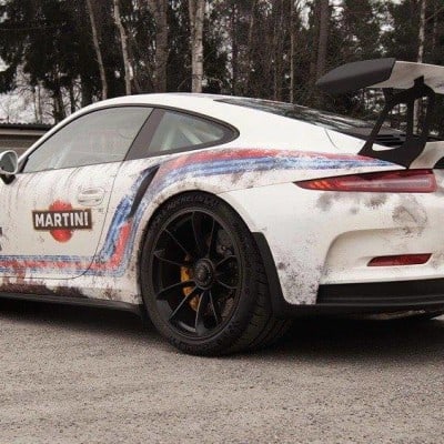 Porsche 911 GT3 foliert im Martini-Look