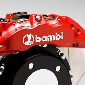 BAMBI Funny Brembo Parody Front Brake Caliper High Temp Decal Sticker WHITE
