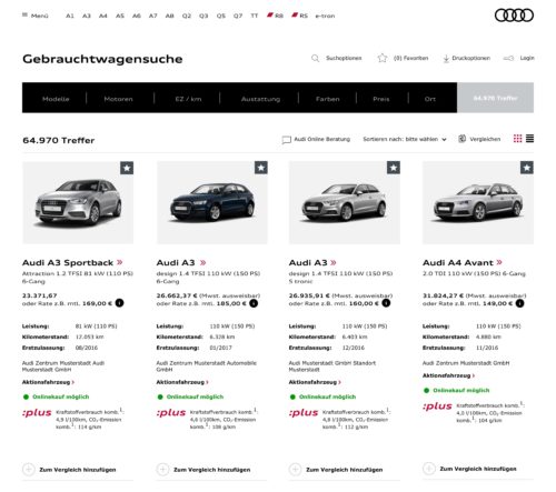 Audi Gebrauchtwagensuche